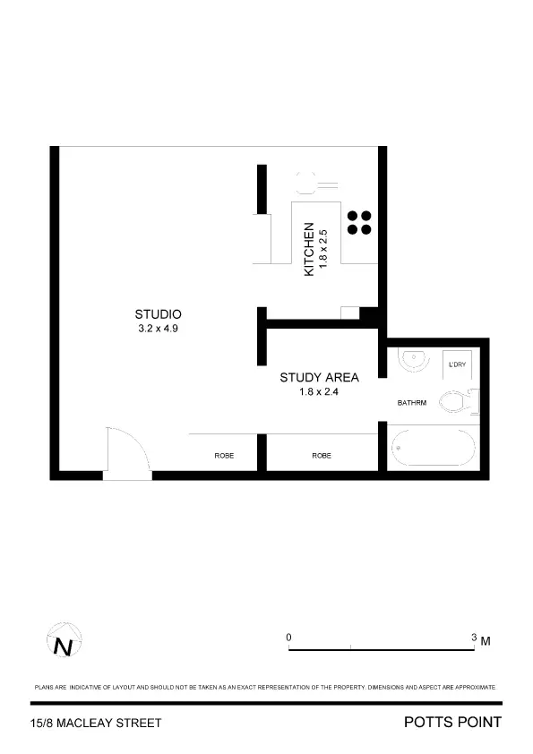 Floorplan of Homely studio listing, 15/8 Macleay Street, Potts Point NSW 2011