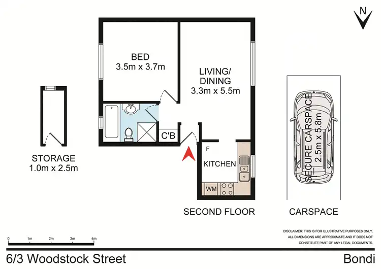 Floorplan of Homely unit listing, 6/3 Woodstock Street, Bondi Junction NSW 2022