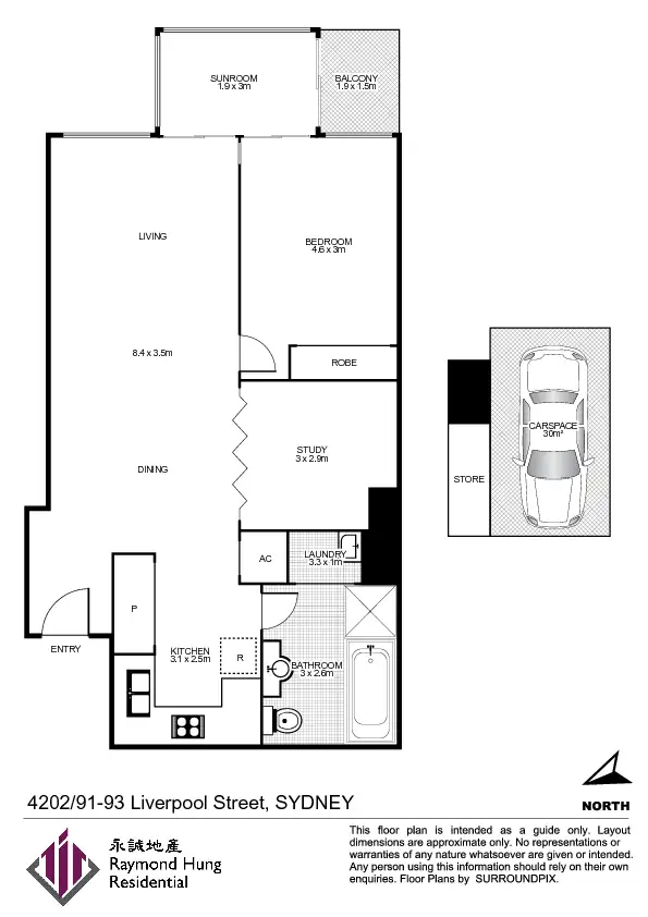 Floorplan of Homely apartment listing, 4202/91-93 Liverpool St, Sydney NSW 2000