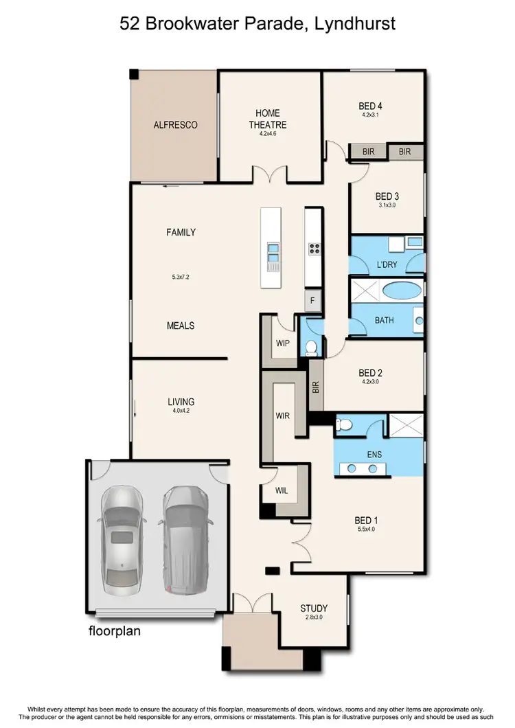 Floorplan of Homely house listing, 52 Brookwater Parade, Lyndhurst VIC 3975