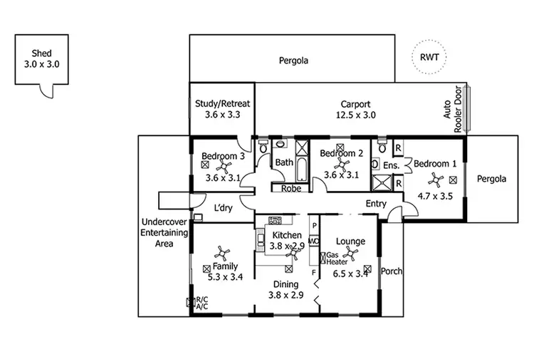 Floorplan of Homely house listing, 1 Merinda Court, Morphett Vale SA 5162
