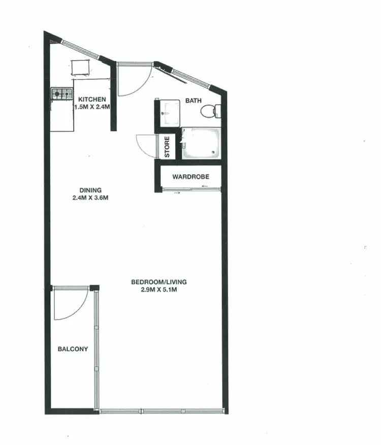 Floorplan of Homely studio listing, 23/2 Parkes Street, Kirribilli NSW 2061