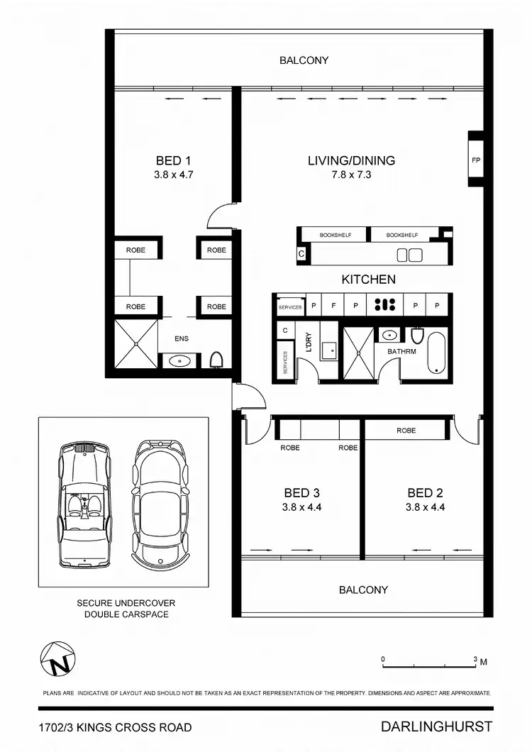 Floorplan of Homely apartment listing, 1702/3 Kings Cross Road, Darlinghurst NSW 2010