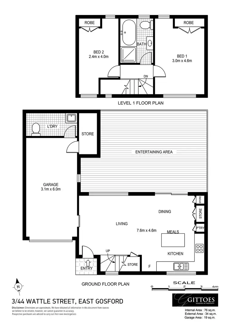 Floorplan of Homely townhouse listing, 3/44 Wattle Street, East Gosford NSW 2250