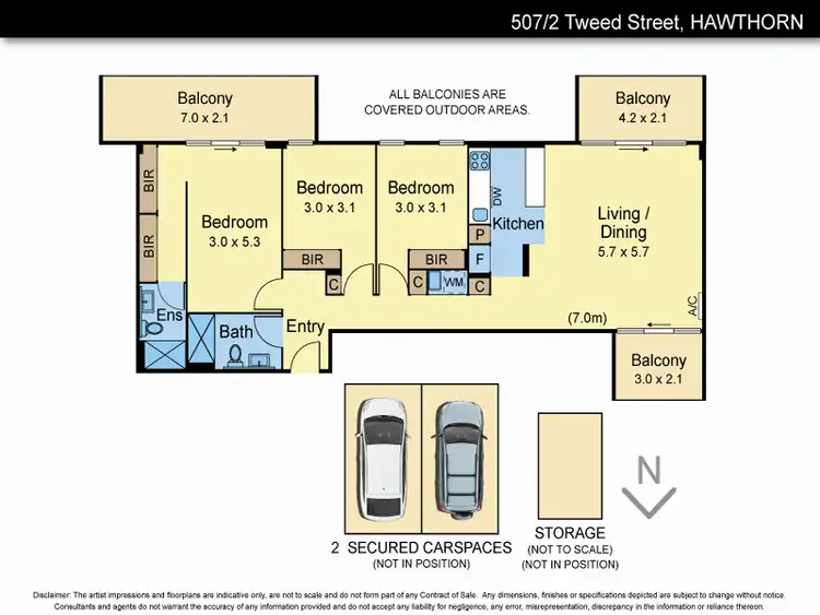 Floorplan of Homely apartment listing, 507/2 Tweed Street, Hawthorn VIC 3122