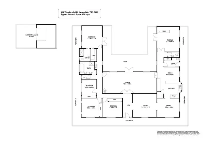 Floorplan of Homely rural property listing, 901 Woodsdale Road, Runnymede TAS 7190