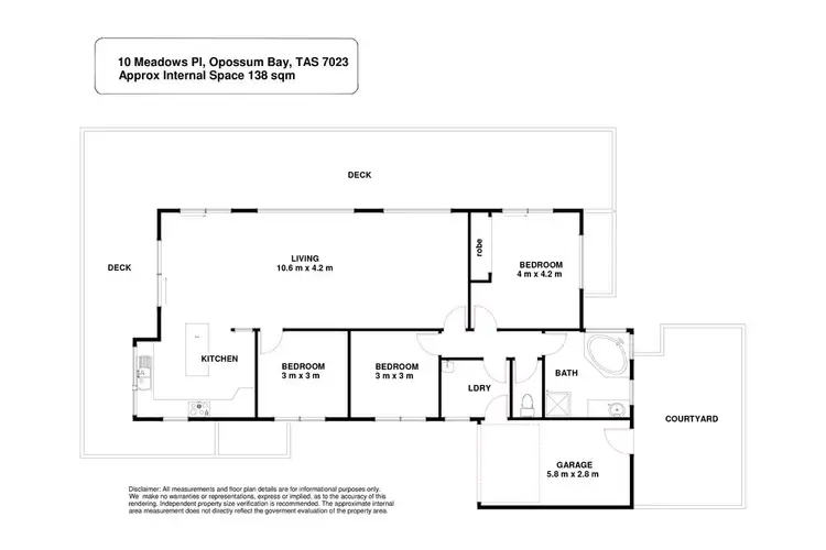 Floorplan of Homely house listing, 10 Meadows Place, Opossum Bay TAS 7023