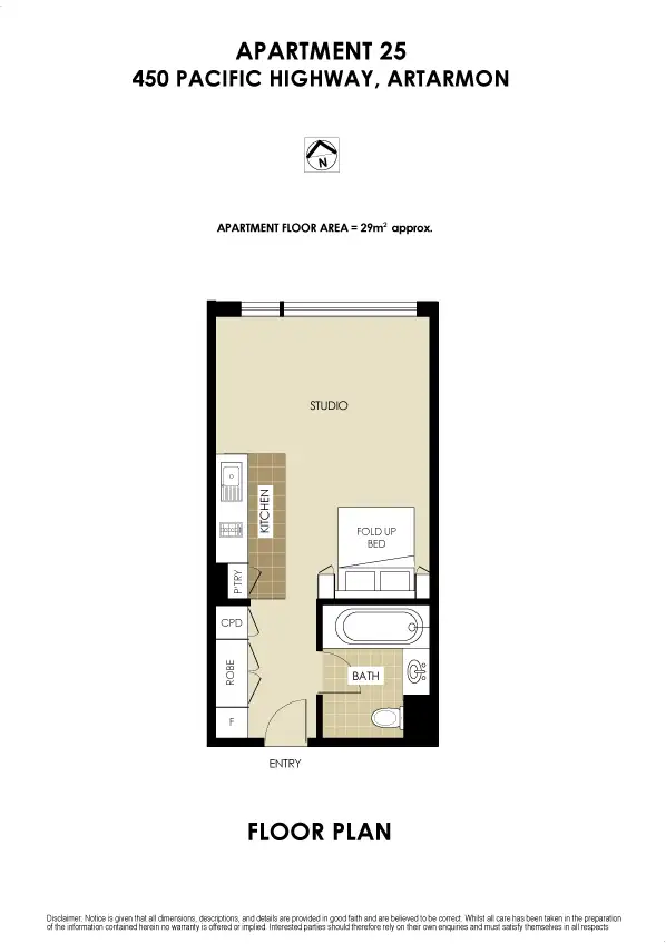 Floorplan of Homely studio listing, 25/450 Pacific Highway, Artarmon NSW 2064