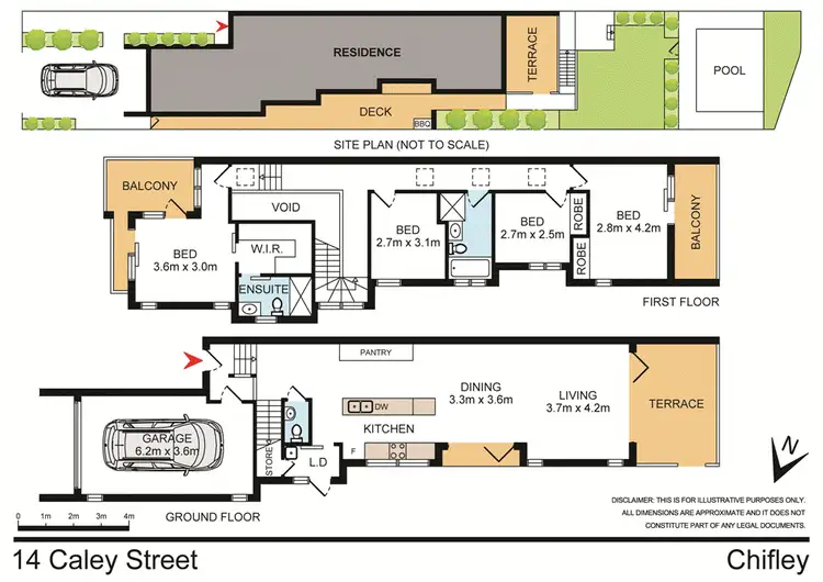 Floorplan of Homely semi-detached listing, 14 Caley Street, Chifley NSW 2036
