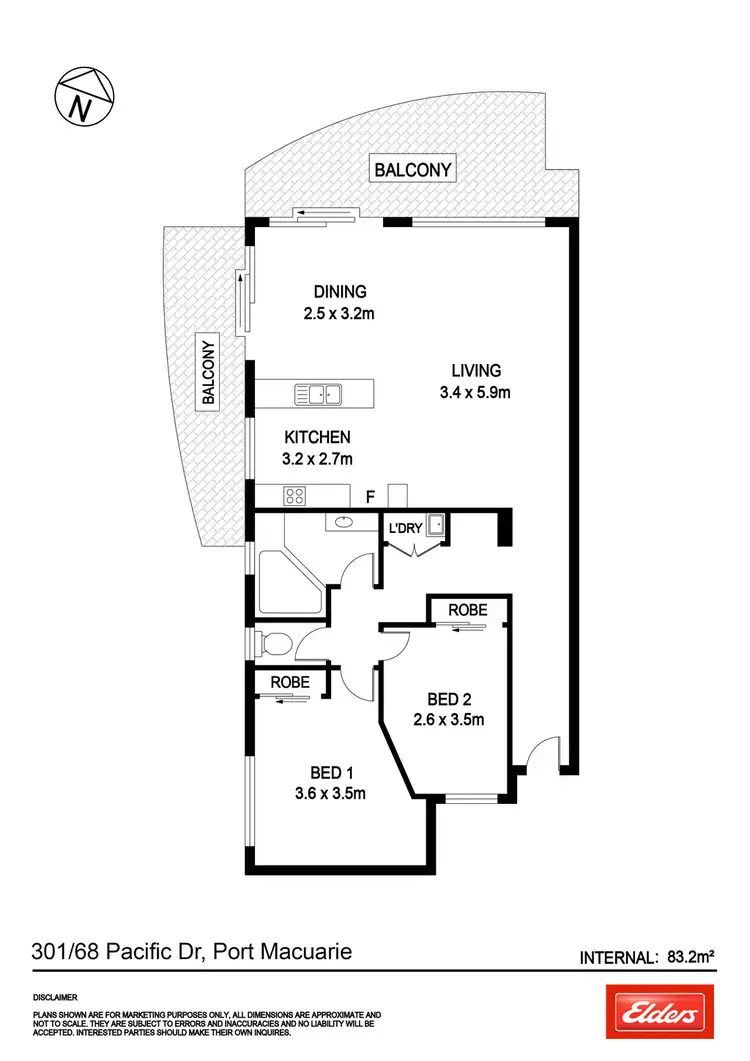 Floorplan of Homely unit listing, 301/68 Pacific Drive, Port Macquarie NSW 2444