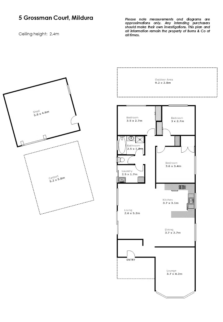 Floorplan of Homely house listing, 5 Grossman Court, Mildura VIC 3500