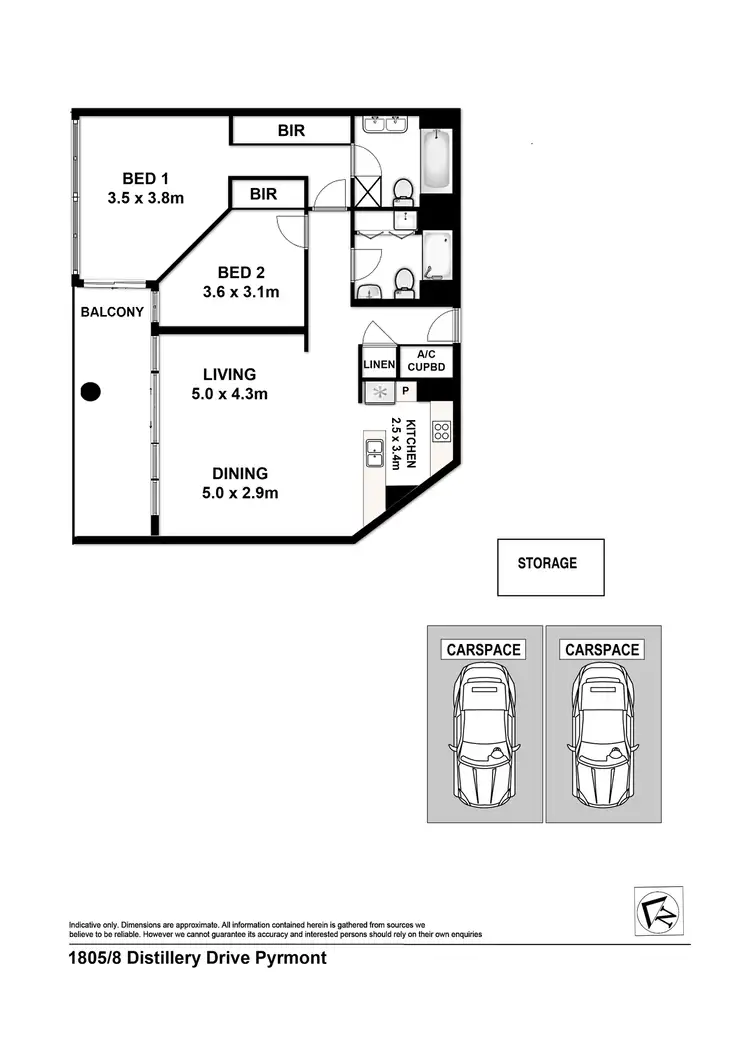 Floorplan of Homely apartment listing, 1805/8 Distillery Drive, Pyrmont NSW 2009