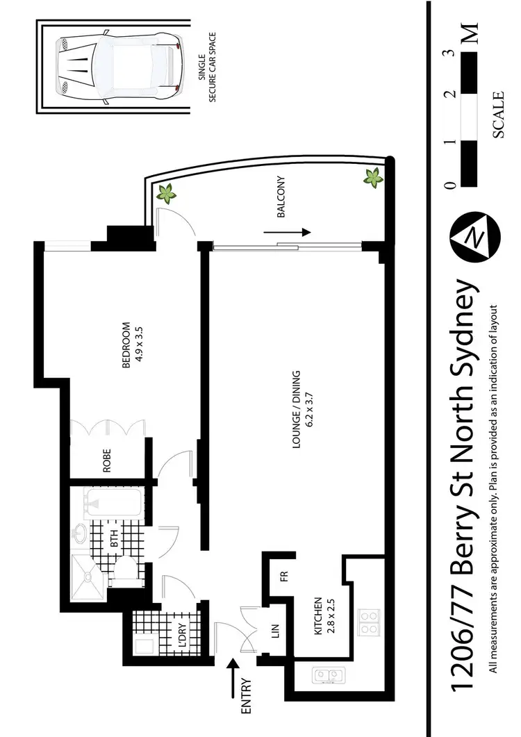 Floorplan of Homely apartment listing, 1206/77 Berry Street, North Sydney NSW 2060