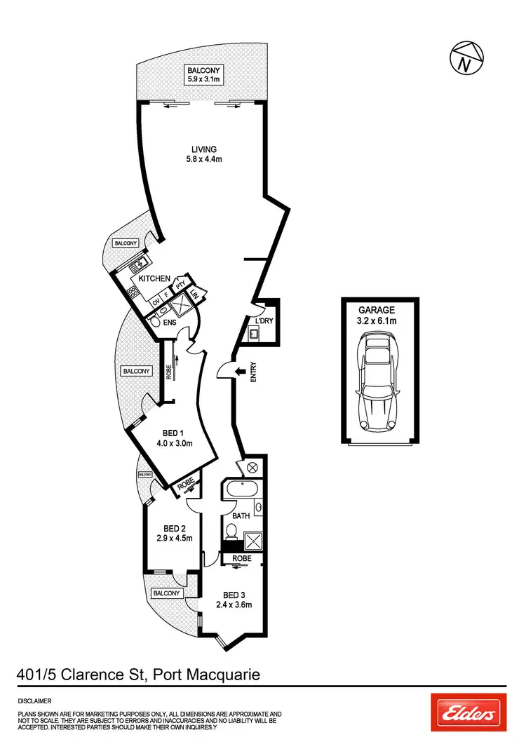 Floorplan of Homely unit listing, 401/5-7 Clarence Street, Port Macquarie NSW 2444