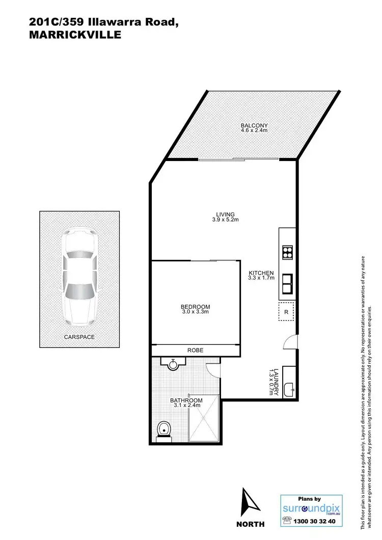 Floorplan of Homely unit listing, 201C/359 Illawarra Road, Marrickville NSW 2204