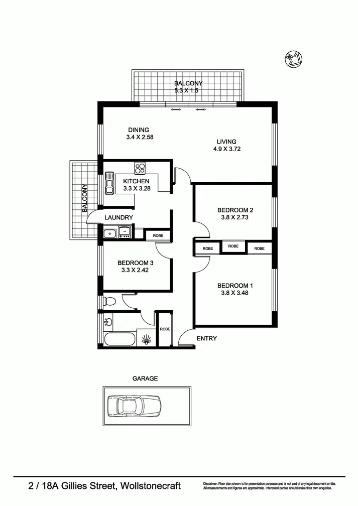 Floorplan of Homely apartment listing, 2/18A Gillies Street, Wollstonecraft NSW 2065
