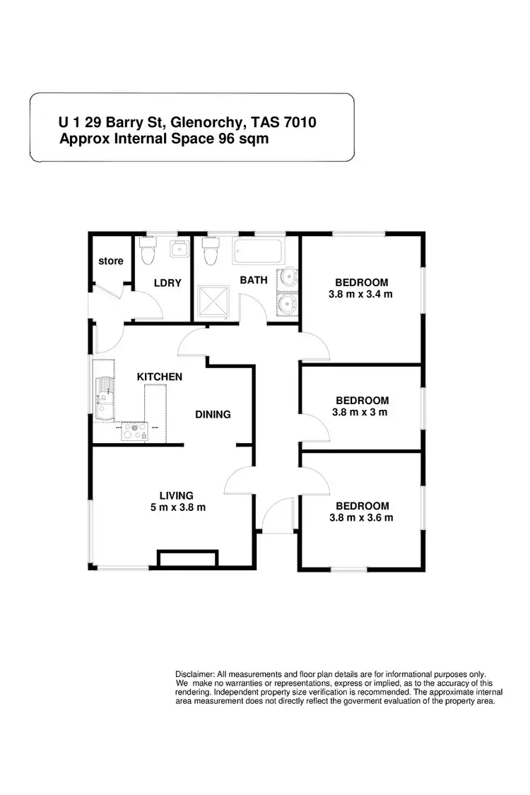 Floorplan of Homely townhouse listing, 1/29 Barry Street, Glenorchy TAS 7010