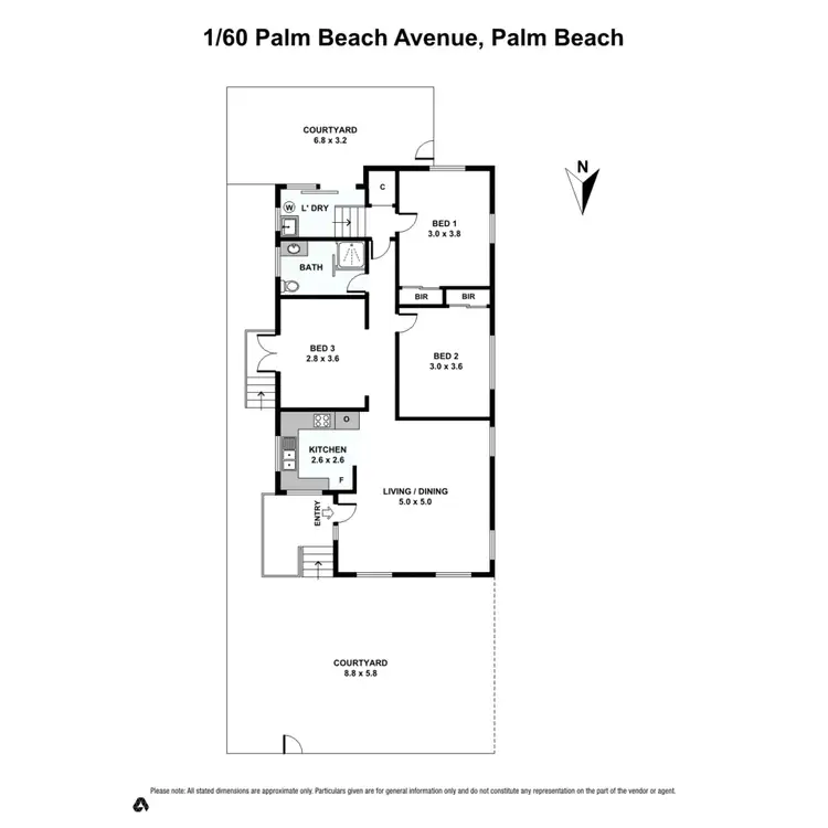 Floorplan of Homely semi-detached listing, 1/60 Palm Beach Avenue, Palm Beach QLD 4221