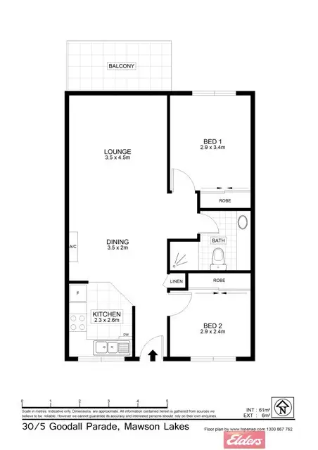 Floorplan of Homely apartment listing, 30/5 Goodall Parade, Mawson Lakes SA 5095