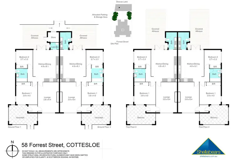 Floorplan of Homely block of units listing, Unit 3 & 4 58 Forrest Street, Cottesloe WA 6011