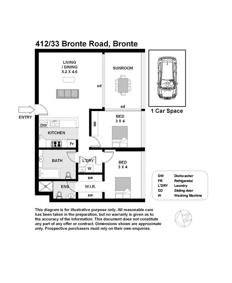 Floorplan of Homely apartment listing, 412/33 Bronte Rd, Bondi Junction NSW 2022