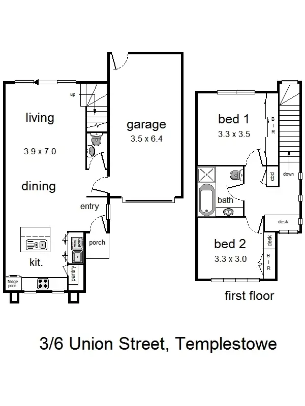 Floorplan of Homely townhouse listing, 3/6 Union Street, Templestowe Lower VIC 3107