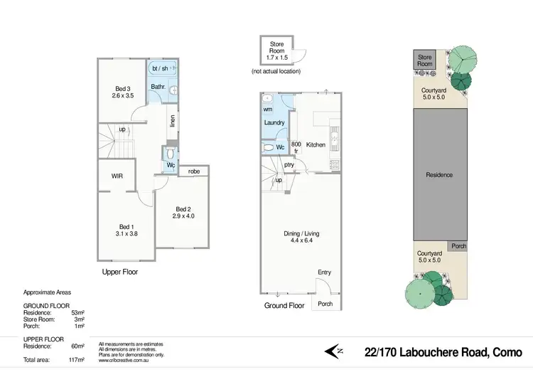 Floorplan of Homely townhouse listing, 22/170 Labouchere Road, Como WA 6152