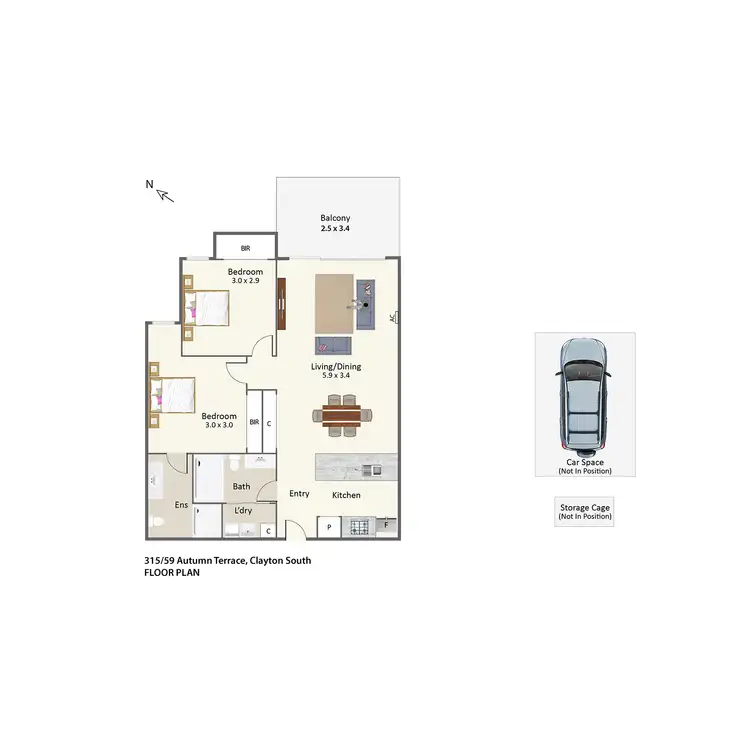 Floorplan of Homely apartment listing, 315/59 Autumn Terrace, Clayton South VIC 3169