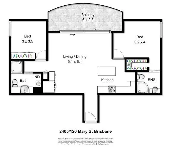 Floorplan of Homely apartment listing, 2405/120 Mary Street, Brisbane City QLD 4000