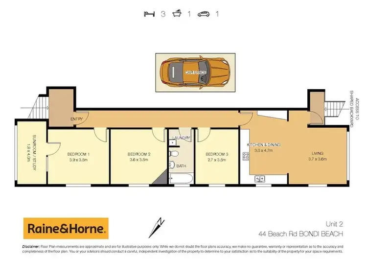 Floorplan of Homely unit listing, 2/44 Beach Road, Bondi Beach NSW 2026