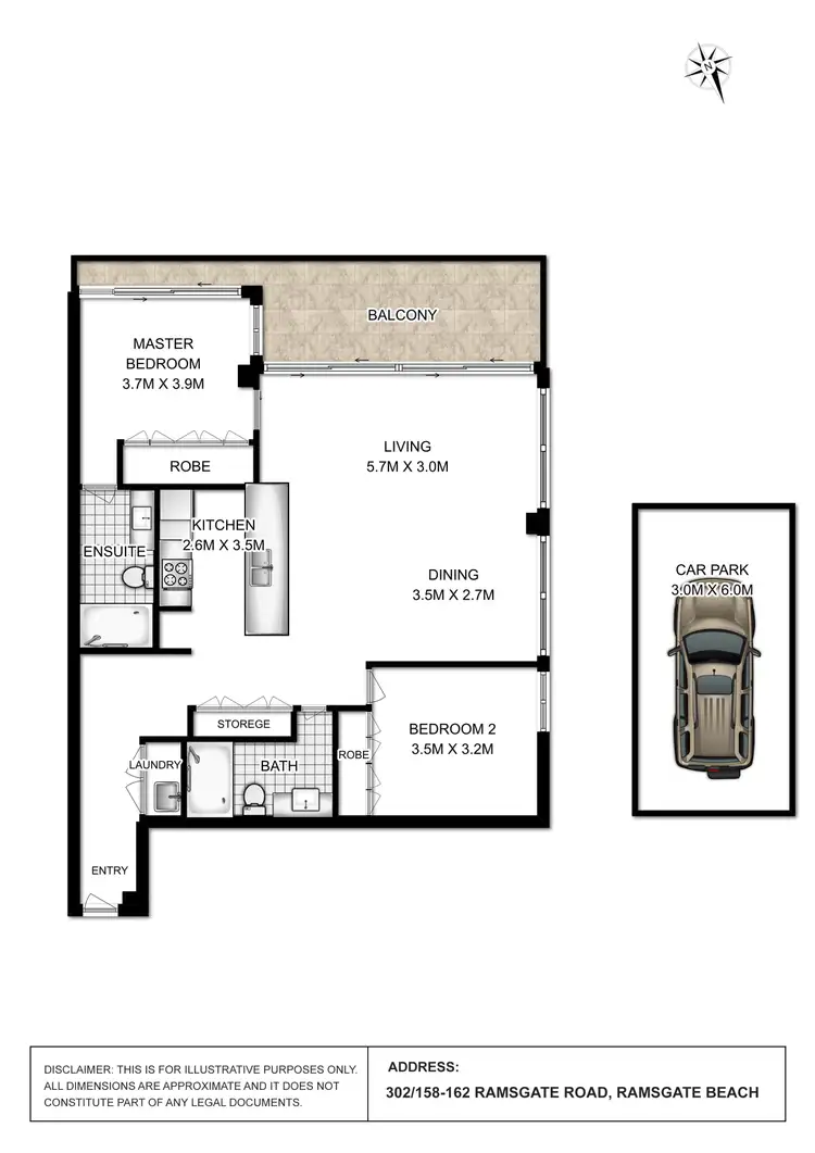 Floorplan of Homely unit listing, 302/158-162 Ramsgate Road, Ramsgate Beach NSW 2217