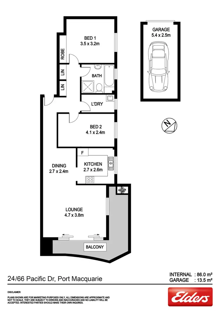 Floorplan of Homely unit listing, 24/66 Pacific Drive, Port Macquarie NSW 2444
