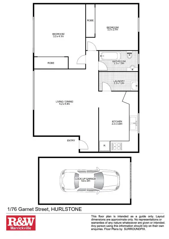 Floorplan of Homely unit listing, 1/76 Garnet Street, Hurlstone Park NSW 2193
