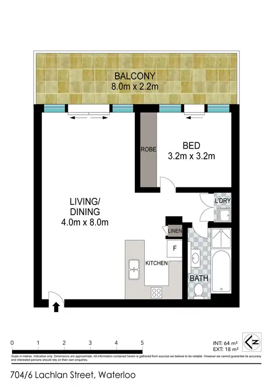Floorplan of Homely apartment listing, 704/6 Lachlan Street, Waterloo NSW 2017