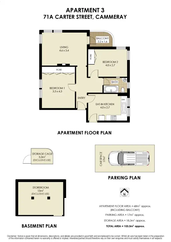 Floorplan of Homely apartment listing, 3/71A Carter Street, Cammeray NSW 2062