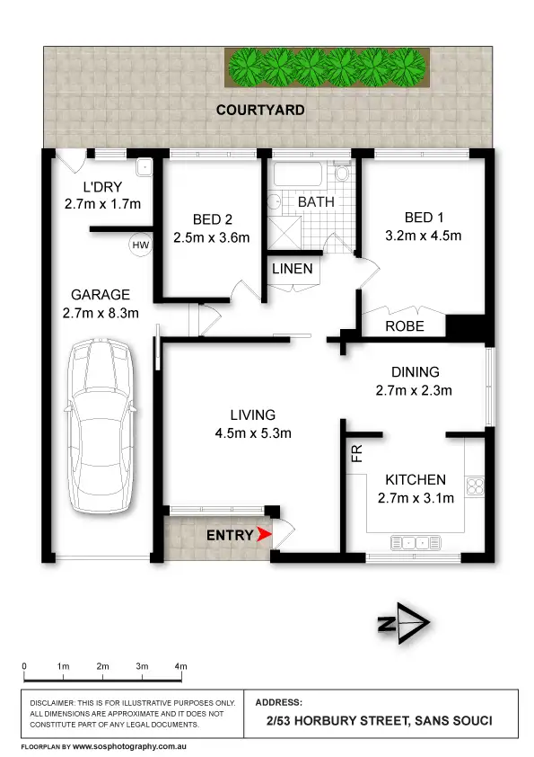 Floorplan of Homely villa listing, 2/53 Horbury Street, Sans Souci NSW 2219
