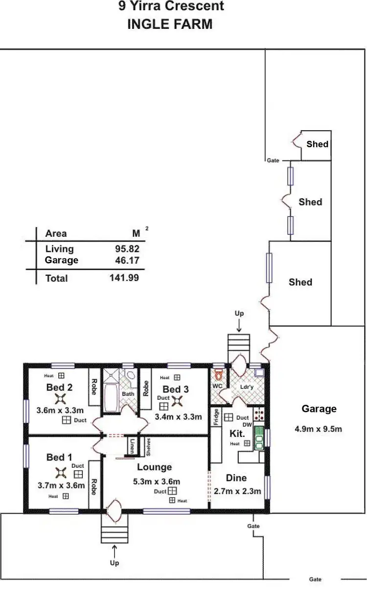 Floorplan of Homely house listing, 9 Yirra Crescent, Ingle Farm SA 5098
