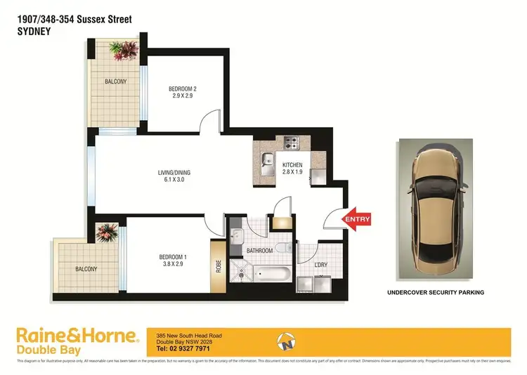 Floorplan of Homely apartment listing, 1907/348-354 Sussex Street, Sydney NSW 2000