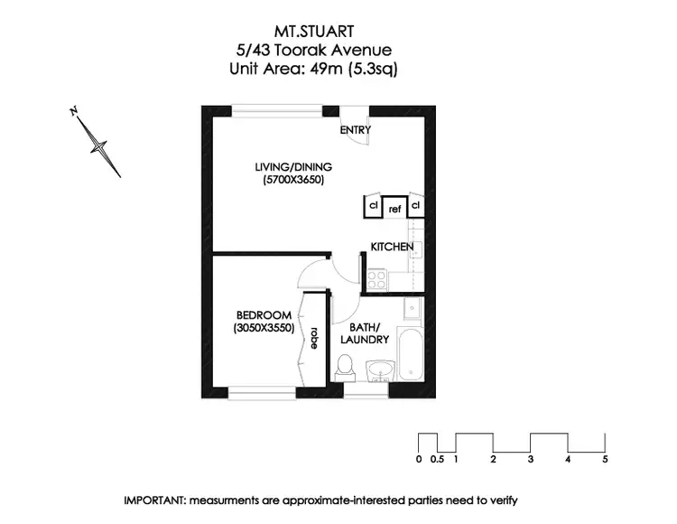 Floorplan of Homely unit listing, 5/43 Toorak Avenue, Mount Stuart TAS 7000