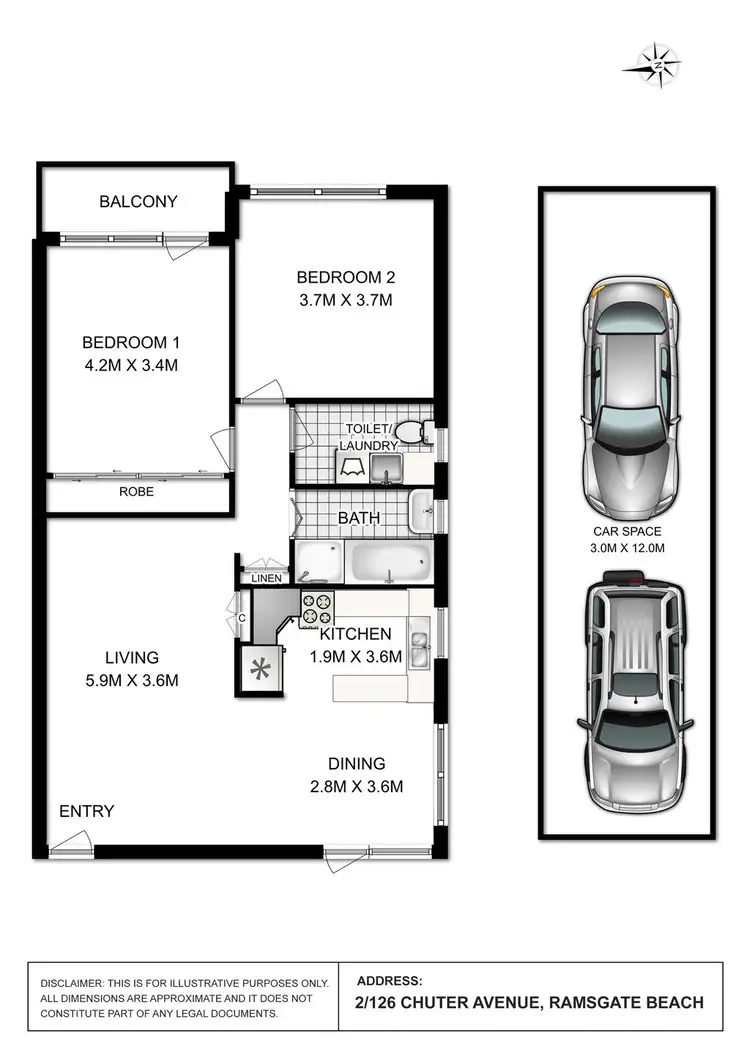 Floorplan of Homely unit listing, 2/126 Chuter Avenue, Ramsgate Beach NSW 2217