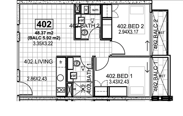 Floorplan of Homely apartment listing, 402/235-237 Pirie Street, Adelaide SA 5000
