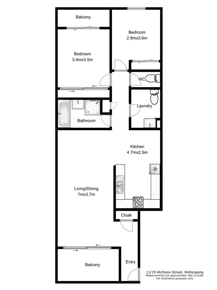 Floorplan of Homely unit listing, 11/19 Atchison Street, Wollongong NSW 2500