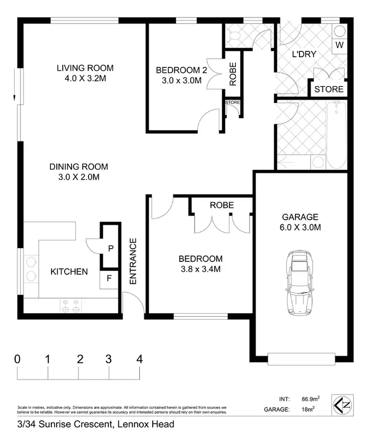Floorplan of Homely villa listing, 3/34 Sunrise Crescent, Lennox Head NSW 2478