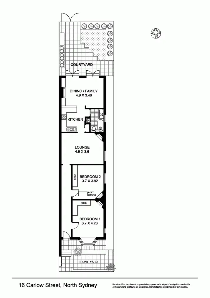 Floorplan of Homely semi-detached listing, 16 Carlow Street, North Sydney NSW 2060