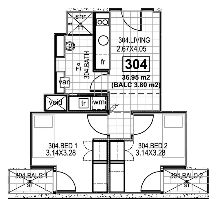 Floorplan of Homely apartment listing, 304/235-237 Pirie Street, Adelaide SA 5000