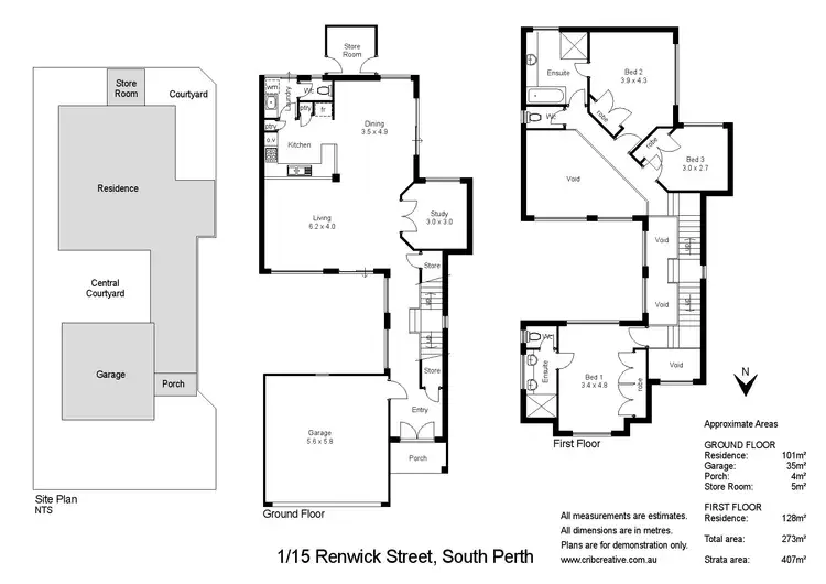Floorplan of Homely townhouse listing, 1/15 Renwick Street, South Perth WA 6151