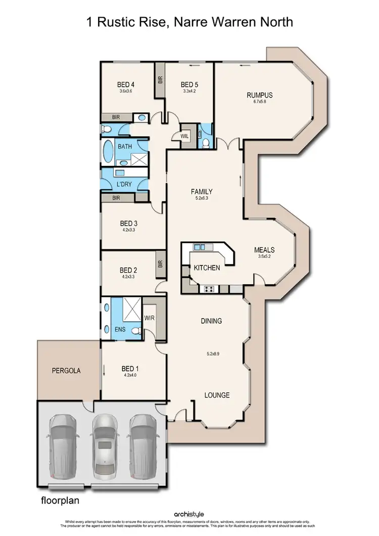 Floorplan of Homely house listing, 1 Rustic Rise, Narre Warren North VIC 3804
