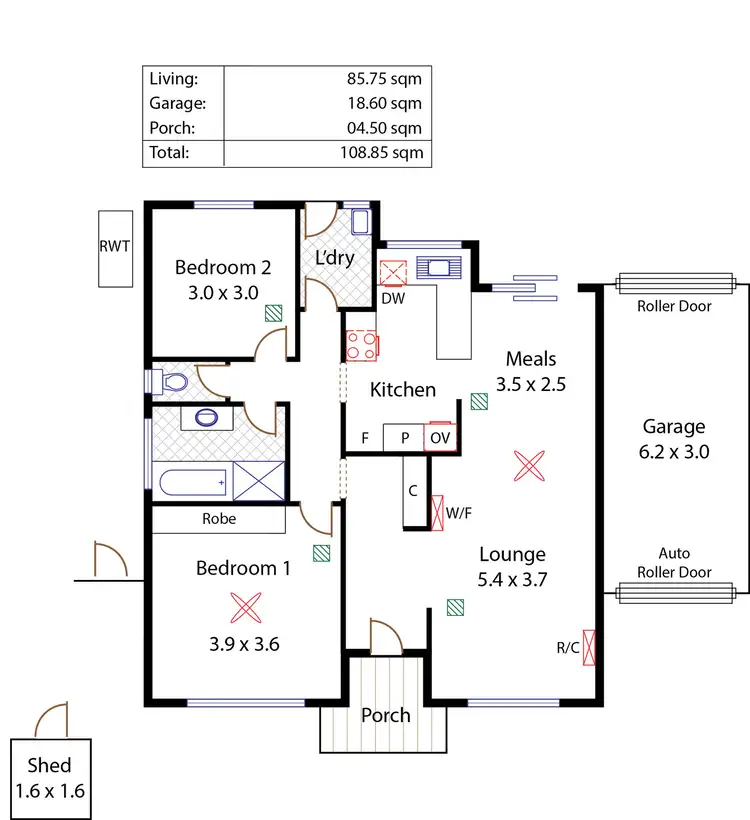 Floorplan of Homely unit listing, 36/7 Whiting Road, St Agnes SA 5097
