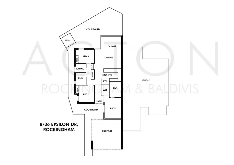 Floorplan of Homely unit listing, 8/36 Epsilon Drive, Rockingham WA 6168