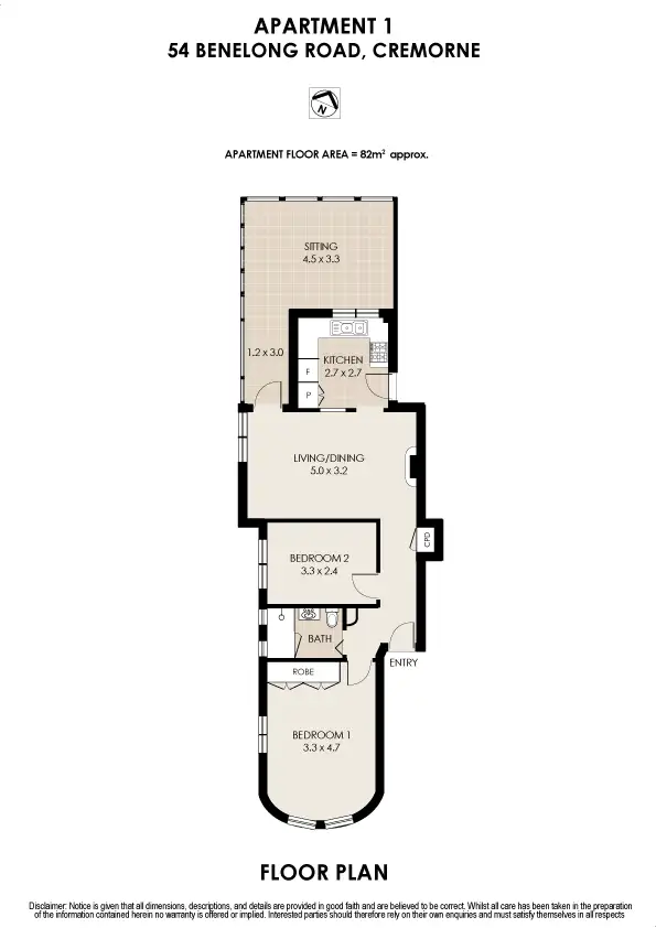 Floorplan of Homely apartment listing, 1/54 Benelong Road, Cremorne NSW 2090
